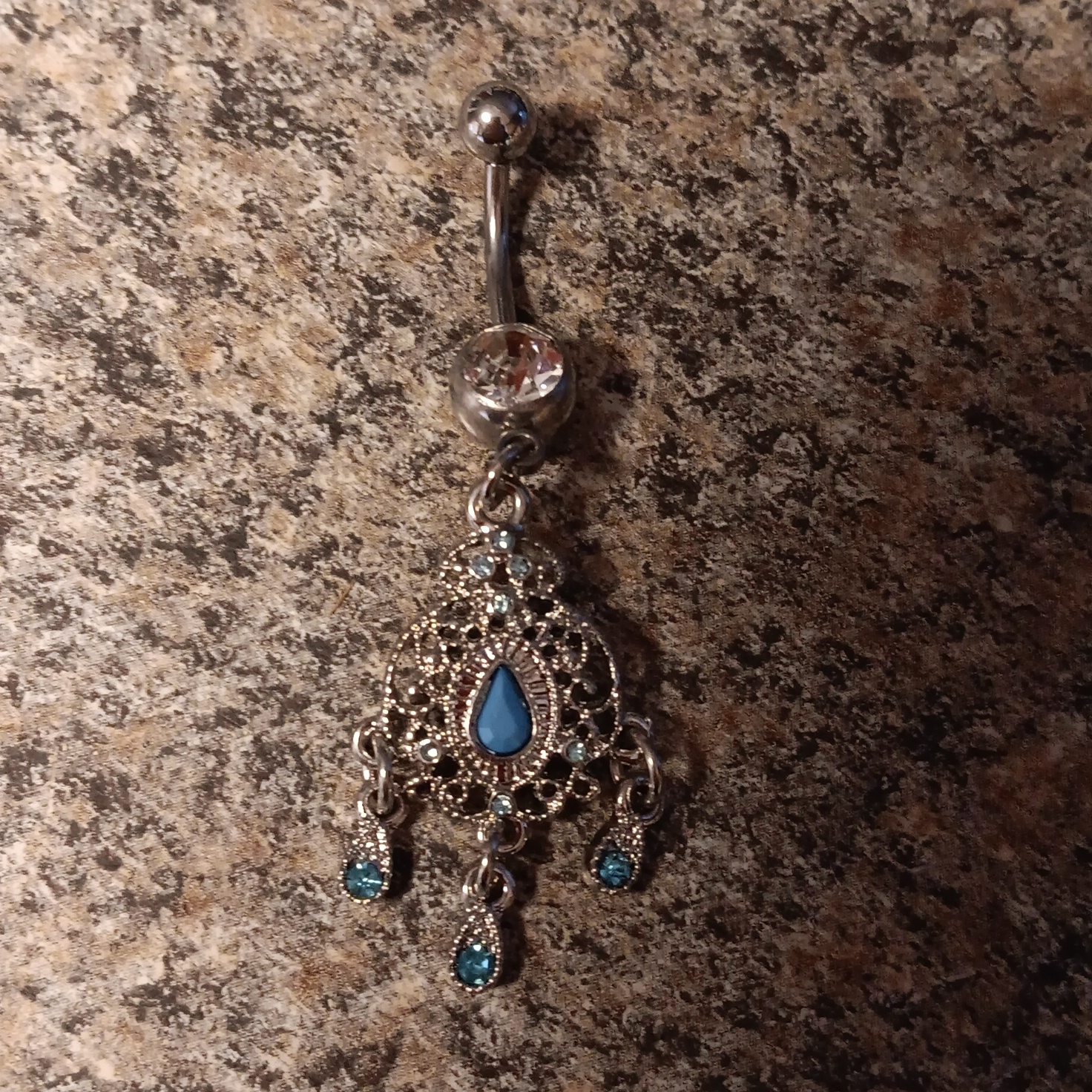 Blue Dangle Belly Ring